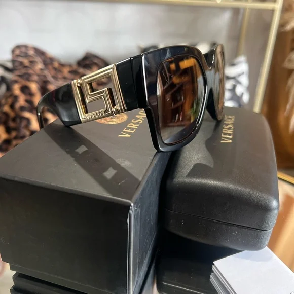 Versace Black Sunglasses with Gold Accents display picture 1